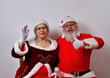 Mr and Mrs Santa Claus enjoying each other's company