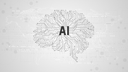 AI intelligent operating system on gray background.