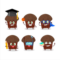 Sticker - School student of chocolate muffin cartoon character with various expressions