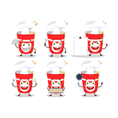 Sticker - Cartoon character of cup noodles with various chef emoticons