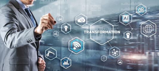 Wall Mural - Business Digital Transformation. Future and Innovation Internet and network concept. Technology background