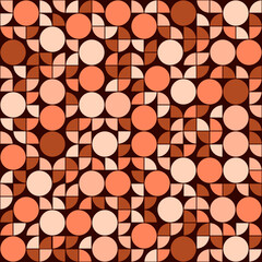Aufkleber - coffe or caramel color geometric ornament. circles and quarters pattern. vector seamless shapes in d