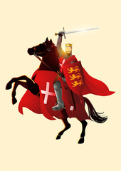 Wall Mural - King Richard the Lionheart holding a sword and shield on horseback