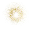 Golden splash or glittering spangles round frame with empty center. Golden glittering circle.