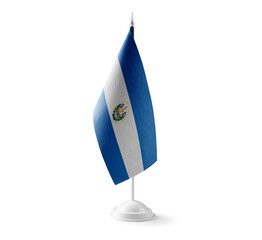 Small national flag of the Salvador on a white background