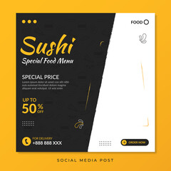 Wall Mural - Sushi social media promotion for japanese food restaurant