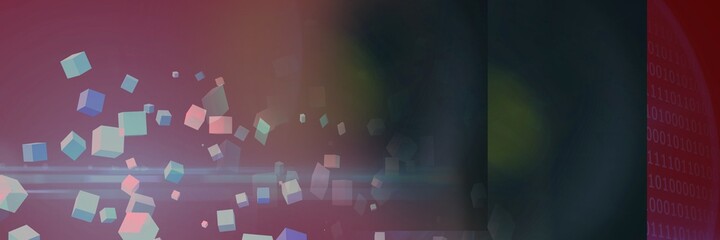 Multicolor geometric shapes and computer code against gradient background, program coding concept