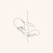 © Victoria - one line drawing illustration of a baby. Cute sleeping baby drawn from the hand a picture of the silhouette. Modern minimalism art. Little kid in the minimalist style. Vector illustration