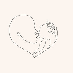 pregnant woman one line drawing on white isolated background. vector illustration