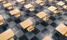 Pattern Of Desks In An Classroom Seen From Above