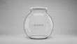 Glass jam jar with a lid. A transparent jar with a white lid.