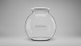 Fototapeta  - Glass jam jar with a lid. A transparent jar with a white lid.