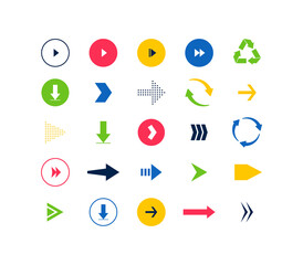 Poster - Set of colorful arrows isolated on white background. Vector illustration. Arrows collection.