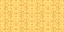 Old-fashioned Background Pattern With Decorative Ornaments In Vintage Style And Yellow Shades, Wallpaper. Seamless Pattern, Texture For Your Design. Vector Image