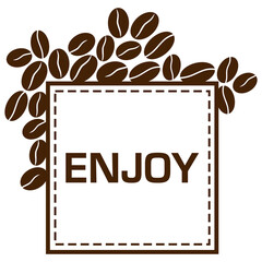 Sticker - Enjoy Coffee Beans Squares Corner 