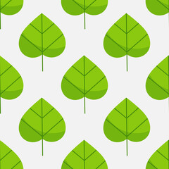 Wall Mural - Green leaves seamless pattern. Green foliage flat design background.