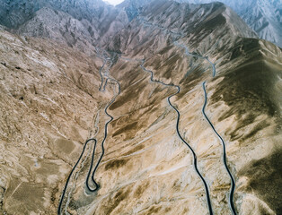 Wall Mural - Aerial photography of the Xinjiang-Tibet Highway