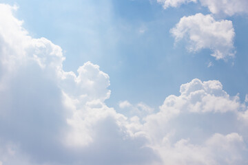 Wall Mural - white cloud and blue sky background in summer time.