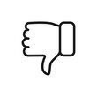 Thumb down icon. Hate and disagree outline symbol. Disapproval arm line gesture. Vector isolated on white background