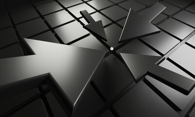 Fototapete - arrows on squad background. black edition. modern concept of future from commerce technology. analys