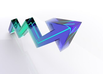 Fototapete - Arrows technology glass for banner statistics and business system. Modern concept of future from commerce technology. Analysis and server operations.Development business. 3D Render Illustration.

