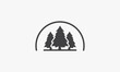 curved line with pine tree icon logo design vector.