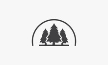 Curved Line With Pine Tree Icon Logo Design Vector.