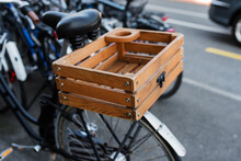 Wooden Box Basket On A Bicycle