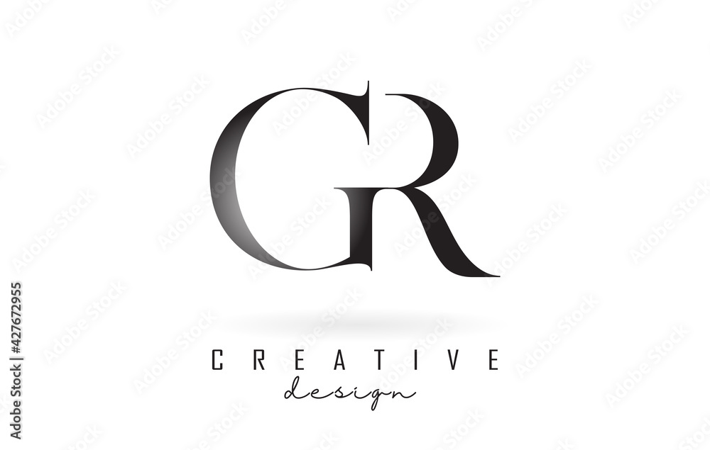 GR g r letter design logo logotype concept with serif font and elegant style vector illustration. - obrazy, fototapety, plakaty 
