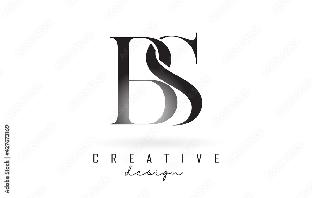 BS b s letter design logo logotype concept with serif font and elegant ...