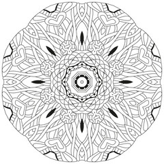 Wall Mural - Hand drawn zentangle circular ornament for coloring page.