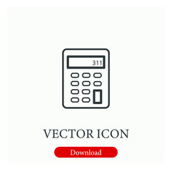 Poster - Calculator vector icon.  Editable stroke. Linear style sign for use on web design and mobile apps, logo. Symbol illustration. Pixel vector graphics - Vector