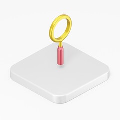 Poster - Magnifier multicolored symbol icon. 3d rendering square button key isometric view, interface ui ux element.