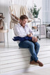 © Daria - Father and cute little baby laughing and playing at home.