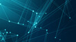 © Papapig - Abstract blue green polygon tech network with connect technology background. Abstract dots and lines texture background. 3d rendering.