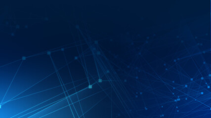 Poster - Abstract blue polygon tech network with connect technology background. Abstract dots and lines texture background. 3d rendering.