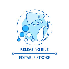 Releasing bile concept icon. Liver function idea thin line illustration. Releasing waste products. Digestive fluid. Liver detoxification. Vector isolated outline RGB color drawing. Editable stroke