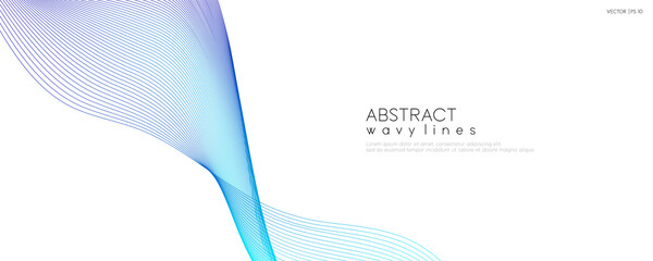 Poster - Abstract blue wave background. Modern colorful element concept for technology and business banner design template.