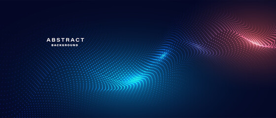  Abstract digital technology background with glowing particle wave. vector illustration.