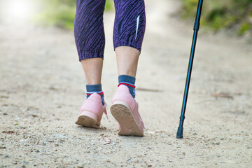 woman feet walking practicing hiking