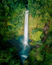 Aerial View Of Huge Waterfall In The Mountains