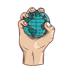 Sticker - hand holds world