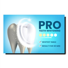 Canvas Print - Pro Teeth Whitening Creative Promo Banner Vector. Professional Teeth Enamel Whitening, Dental Clinic Medical Occupation Advertising Poster. Whitest Smile Style Concept Template Illustration