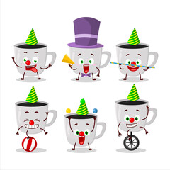 Sticker - Cartoon character of coffee with various circus shows