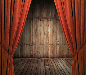 Wall Mural - old interior with curtains