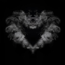 Steam Or Smoke In The Shape Of A Mystical Creature Or In The Shape Of A Heart On A Black Background, Square Frame