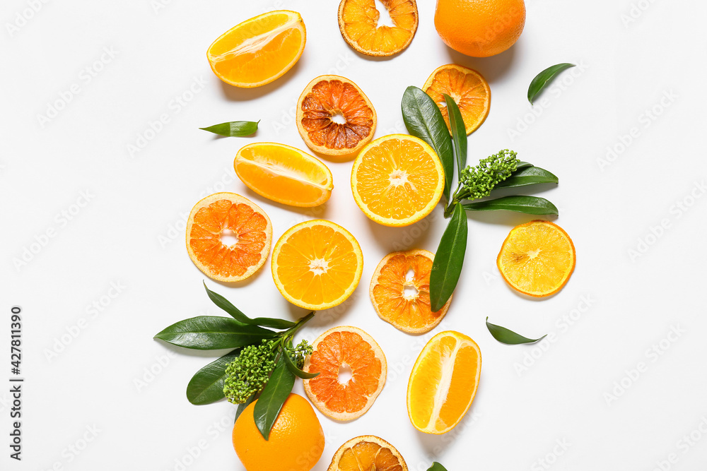 Sweet oranges on white background
