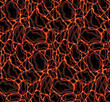 Seamless pattern of lava with stones. Magma from molten rock. Eruption with Earthquake. Natural disaster. Vector texture for fabrics, wrapping paper and wallpaper
