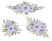 Set Watercolor Purple Flower Frame For Greeting And Wedding Invitation Card, Watercolor Flower Frame Of Purple,purple Flower Background