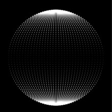 Halftone Dots In Semi Circle Form .  Vector Illustration .Technology Round. Moon Logo . Design Element . Abstract Geometric Shape . 